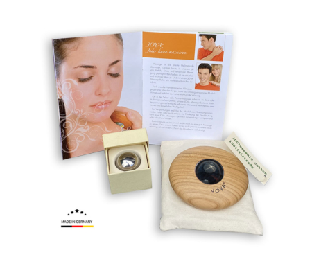Das Classic Premium Massageroller Set mit Durmoritierit einer Edelstahlkugel und dem Wärmesäckchen