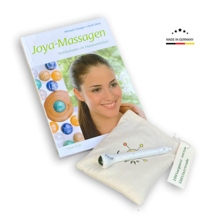 Massageroller Stift Professional mit Nephrit-echter Jade- im Set mit dem Massage Lehrbuch und Wärmesäckchen